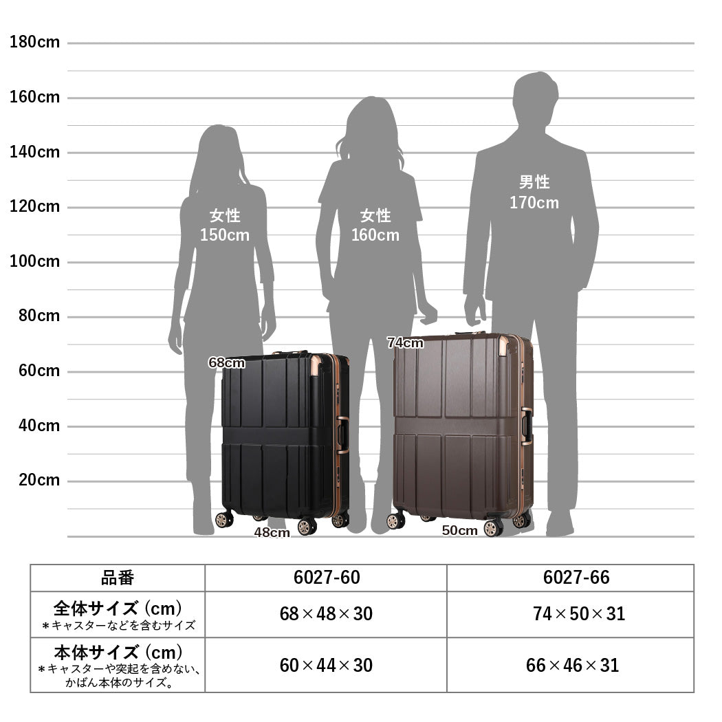 長期旅行に最適 大型スーツケース レジェンドウォーカー 6027-66